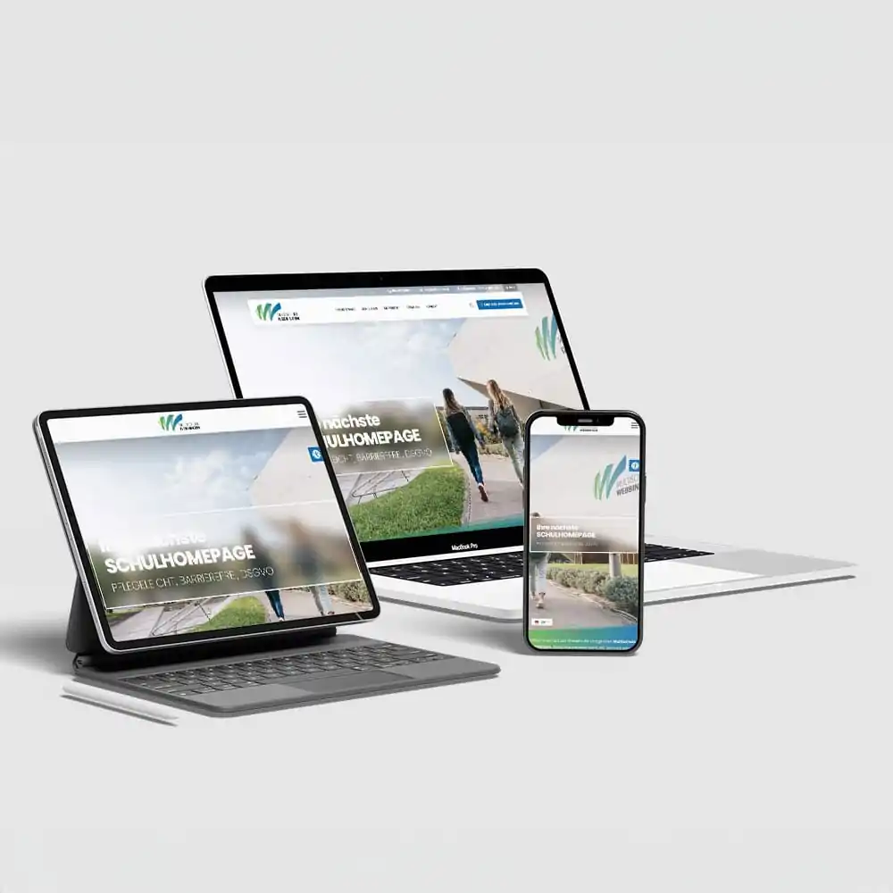 Grundschul-Website auf Laptop, Tablet und Smartphone &ndash; responsiv und &uuml;bersichtlich f&uuml;r Eltern und Lehrkr&auml;fte