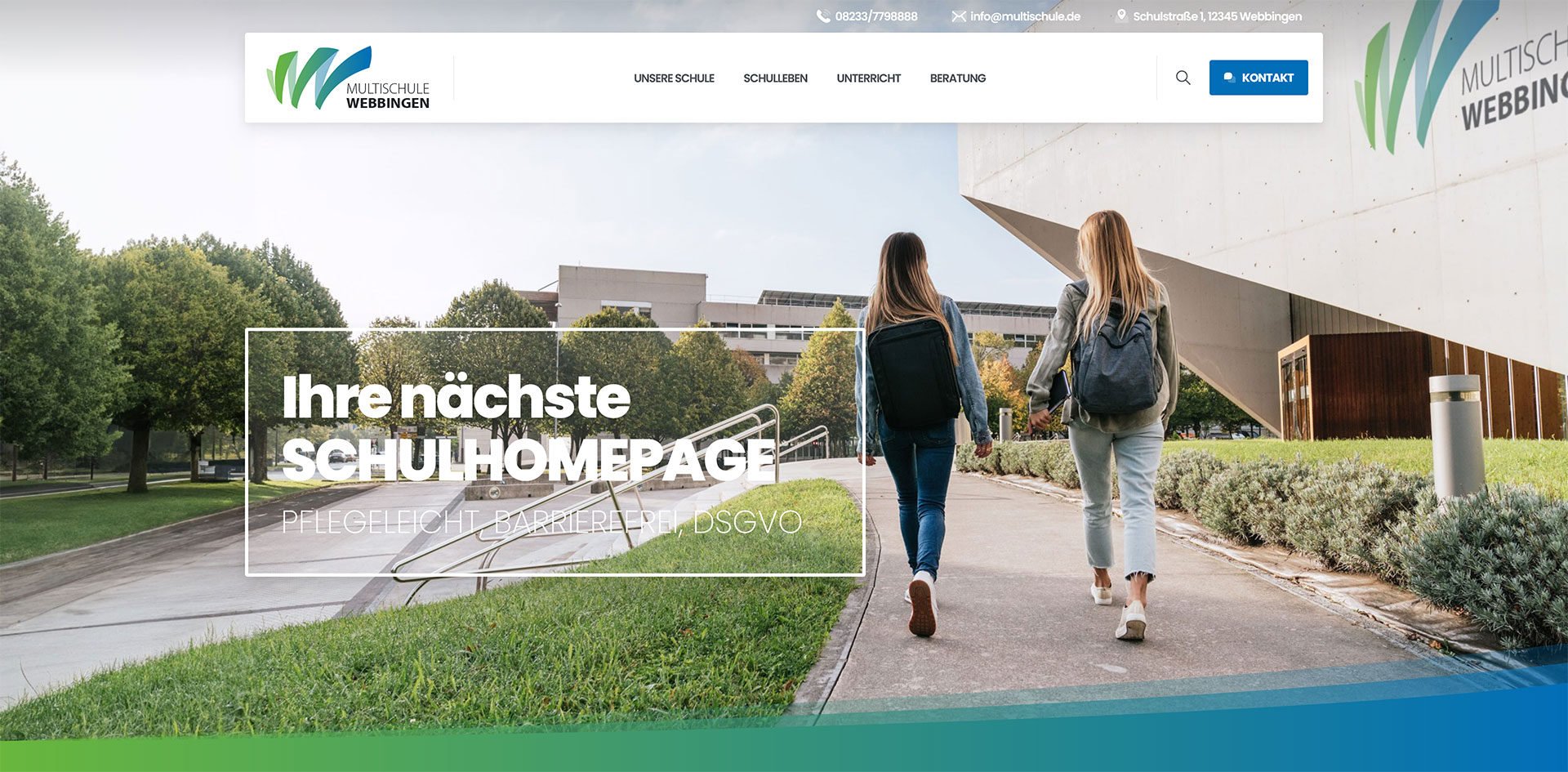Screenshot der Demo-Schulhomepage &ndash; modern, barrierefrei und einladend f&uuml;r Grundschulen
